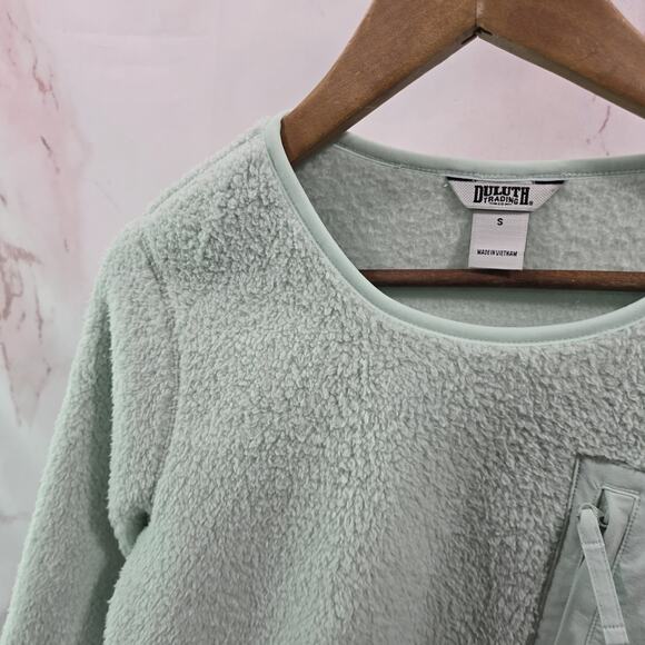 Duluth Sweater Womens Small Blue Softmore Fleece Crew Neck Pullover Pocket - Picture 2 of 12